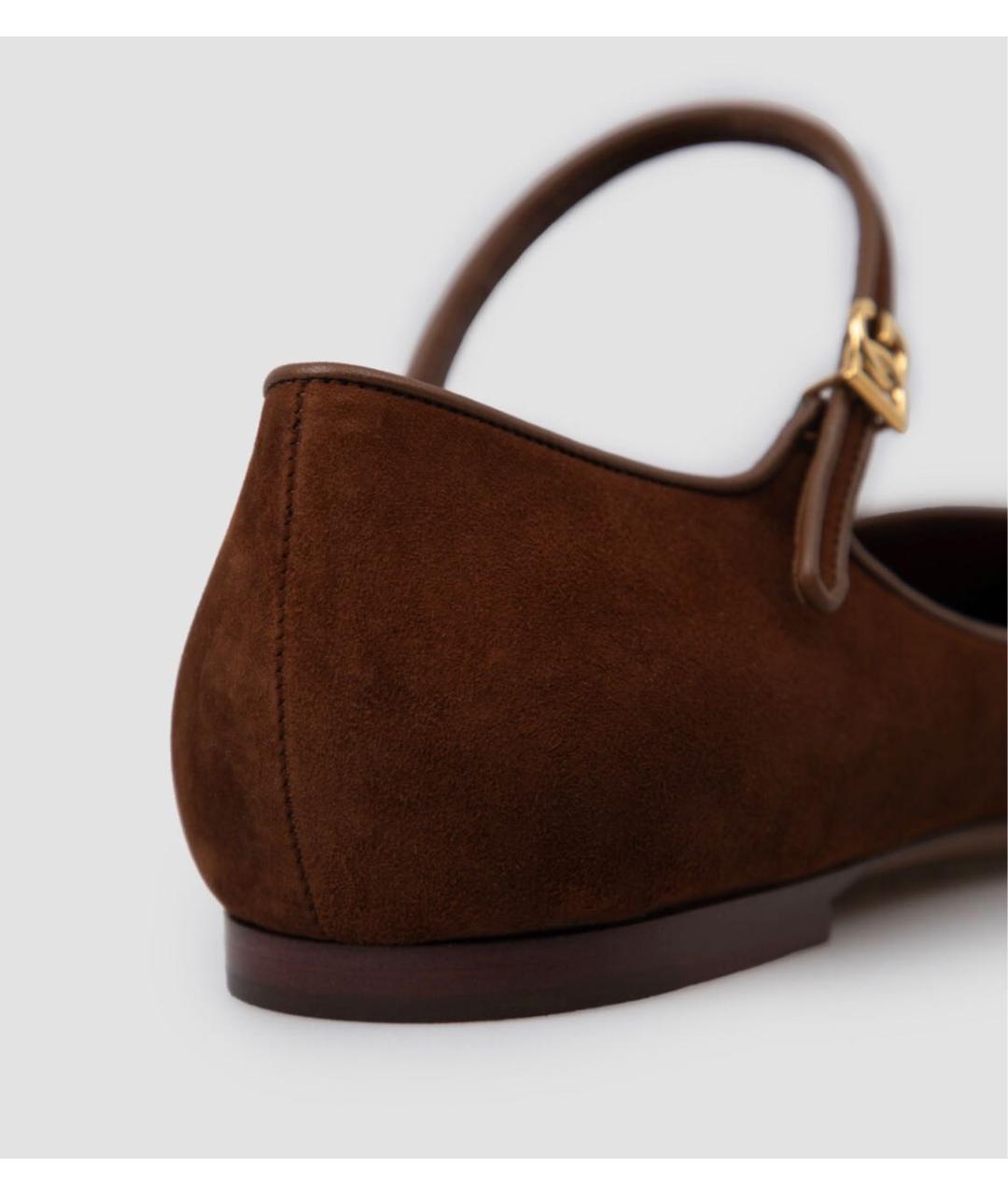 DOLCE&GABBANA Коричневые замшевые балетки, фото 5