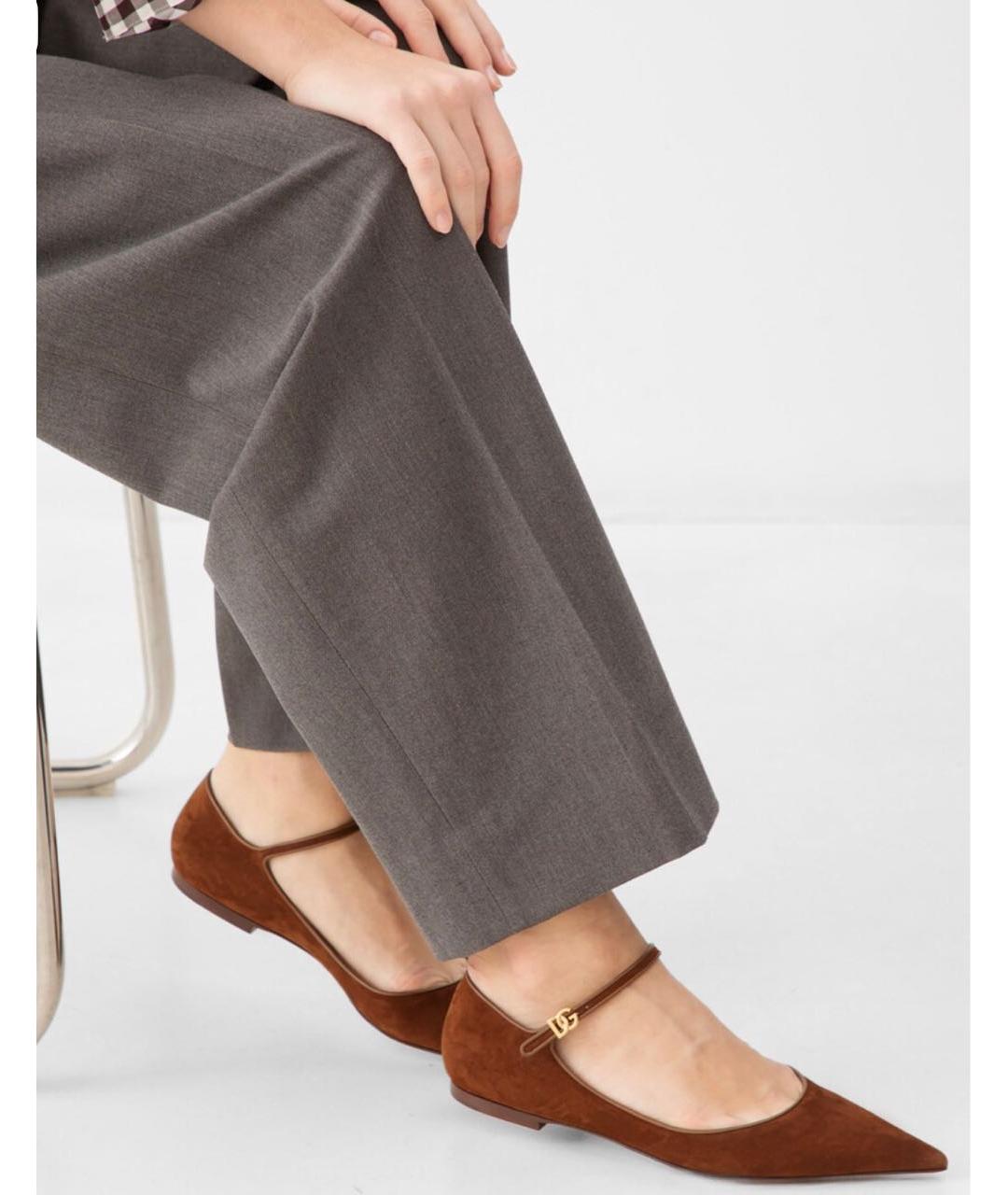 DOLCE&GABBANA Коричневые замшевые балетки, фото 7