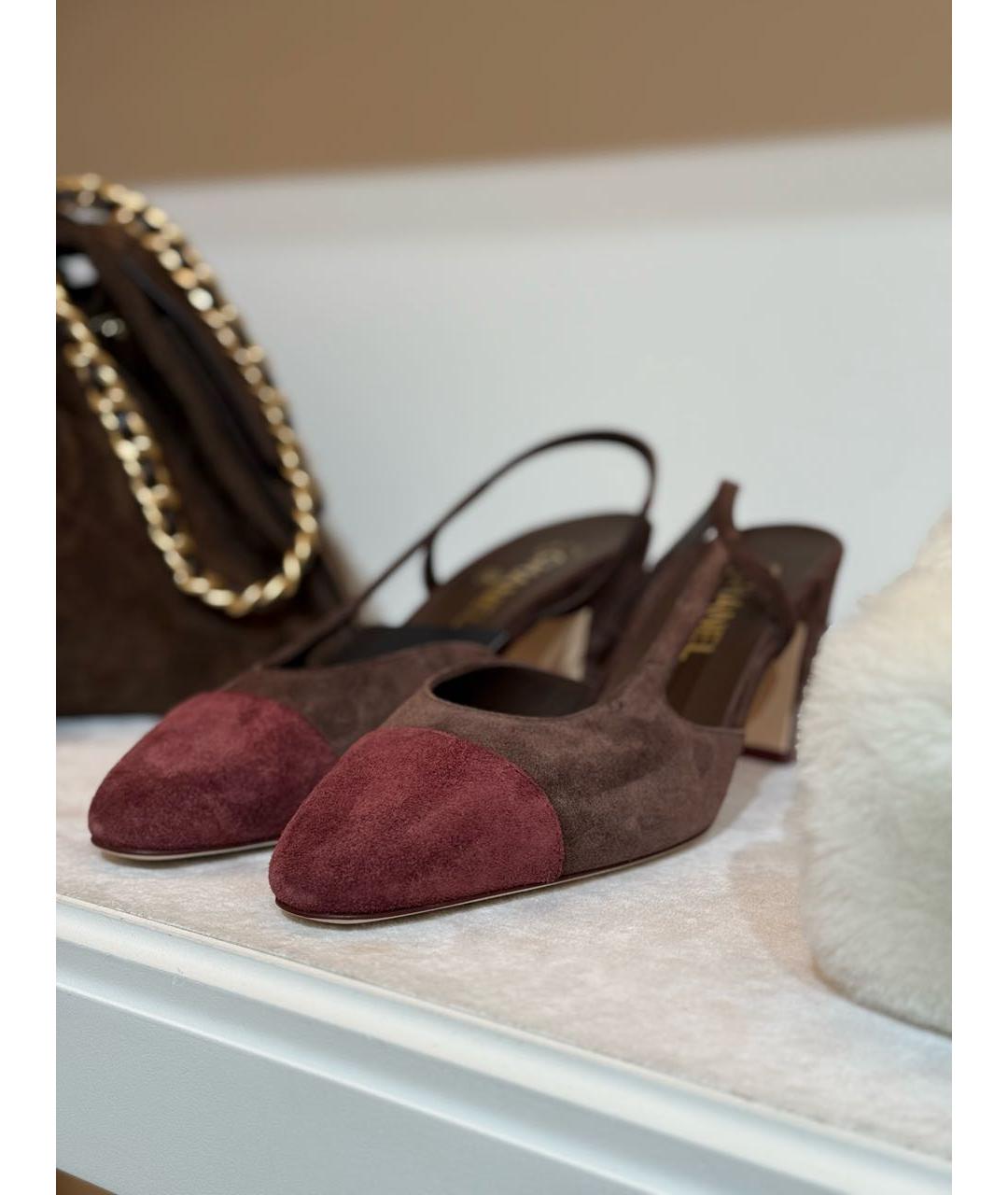 CHANEL Мульти замшевые лодочки на низком каблуке, фото 8