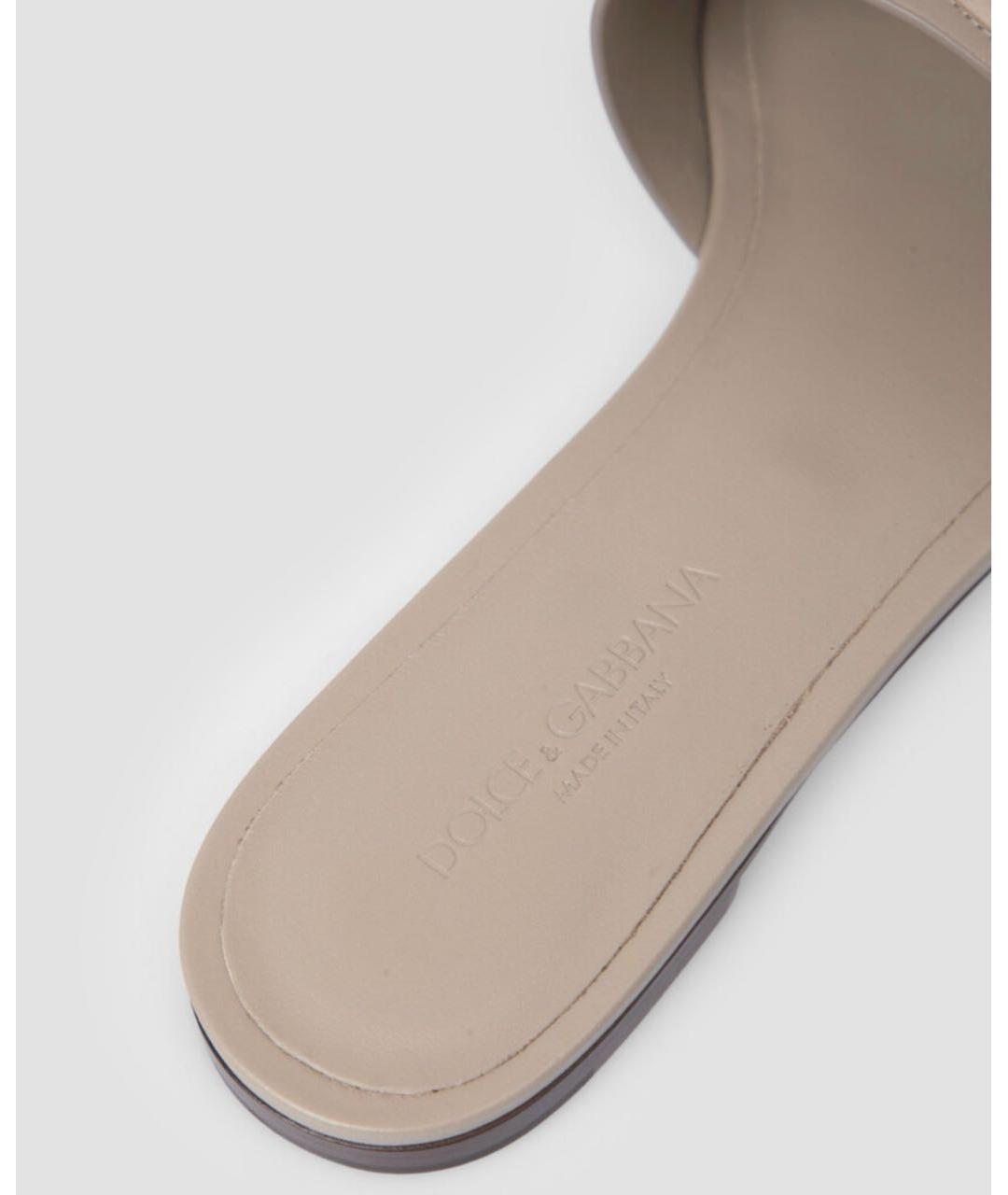 DOLCE&GABBANA Бежевые кожаные шлепанцы, фото 5
