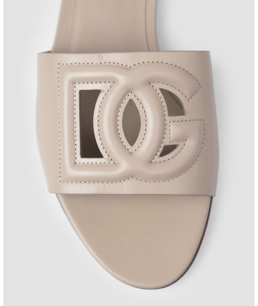 DOLCE&GABBANA Бежевые кожаные шлепанцы, фото 4