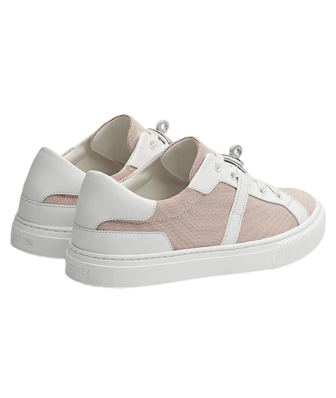 HERMES Розовые кожаные кеды, фото 5