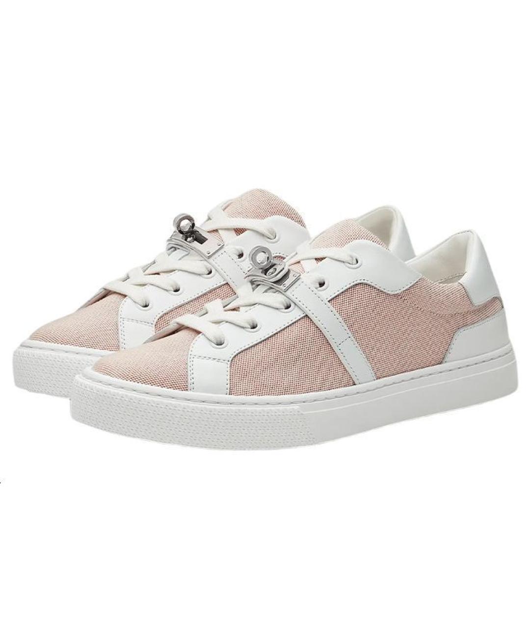 HERMES Розовые кожаные кеды, фото 3