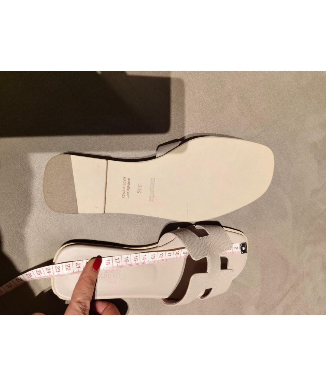 HERMES Розовые кожаные шлепанцы, фото 8