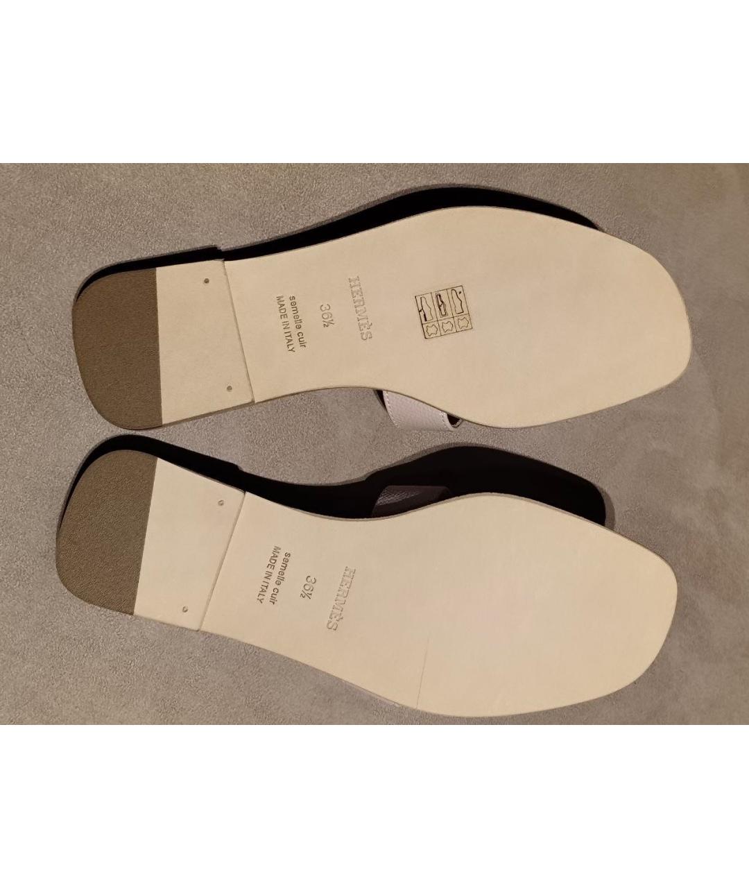 HERMES Розовые кожаные шлепанцы, фото 7