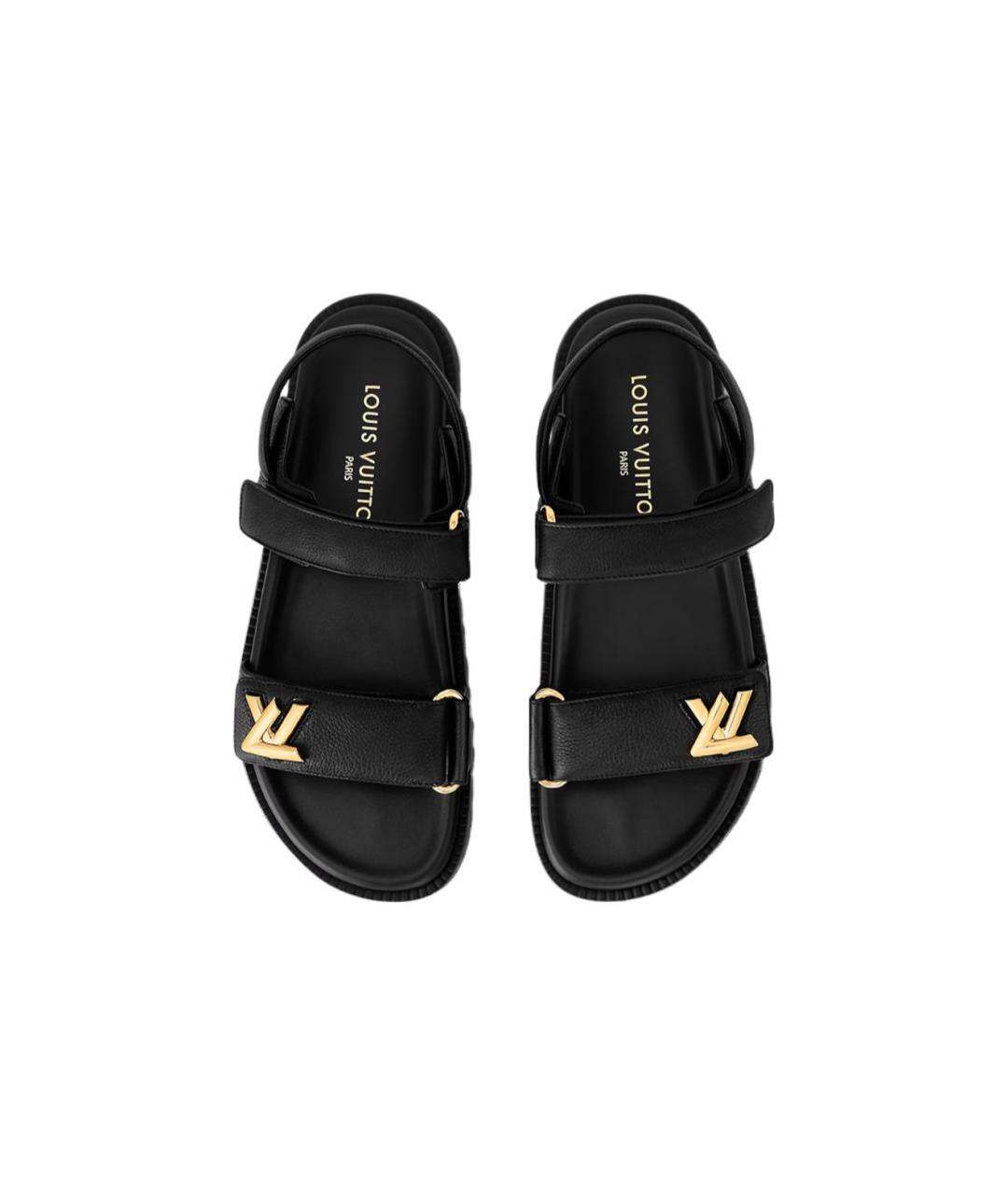 LOUIS VUITTON Черные кожаные сандалии, фото 3