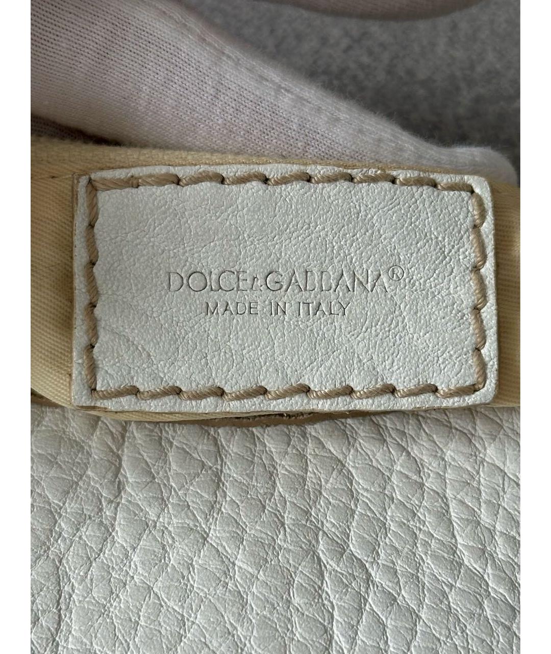 DOLCE&GABBANA Белая кожаная сумка с короткими ручками, фото 8