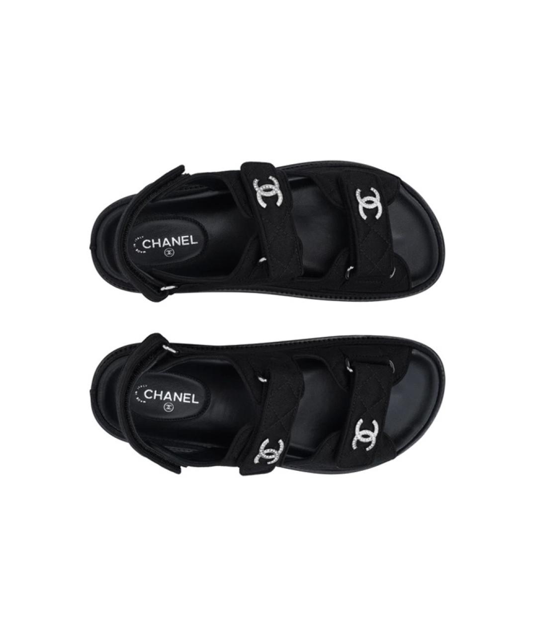 CHANEL Черные кожаные сандалии, фото 3