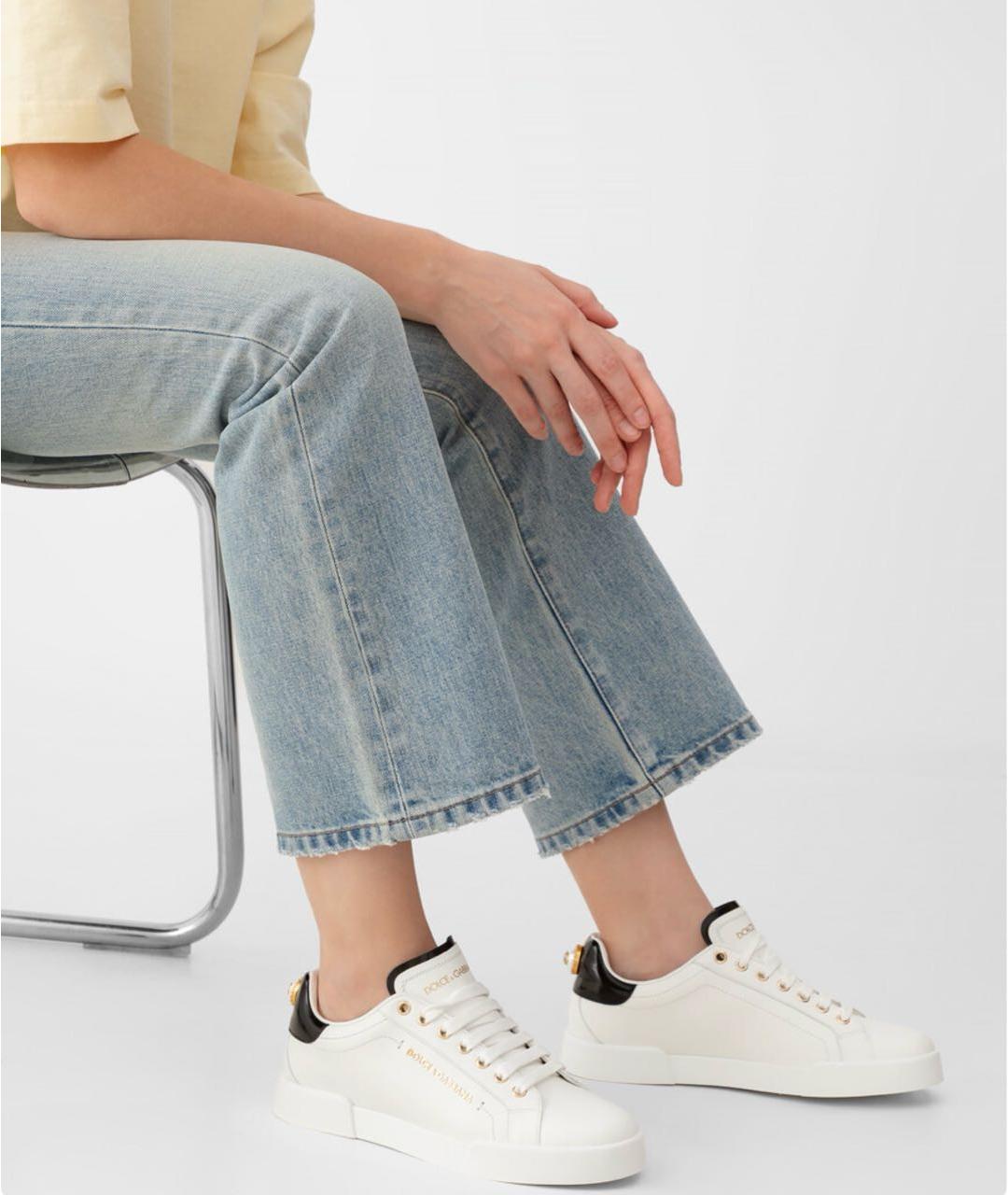 DOLCE&GABBANA Белые кожаные кеды, фото 6