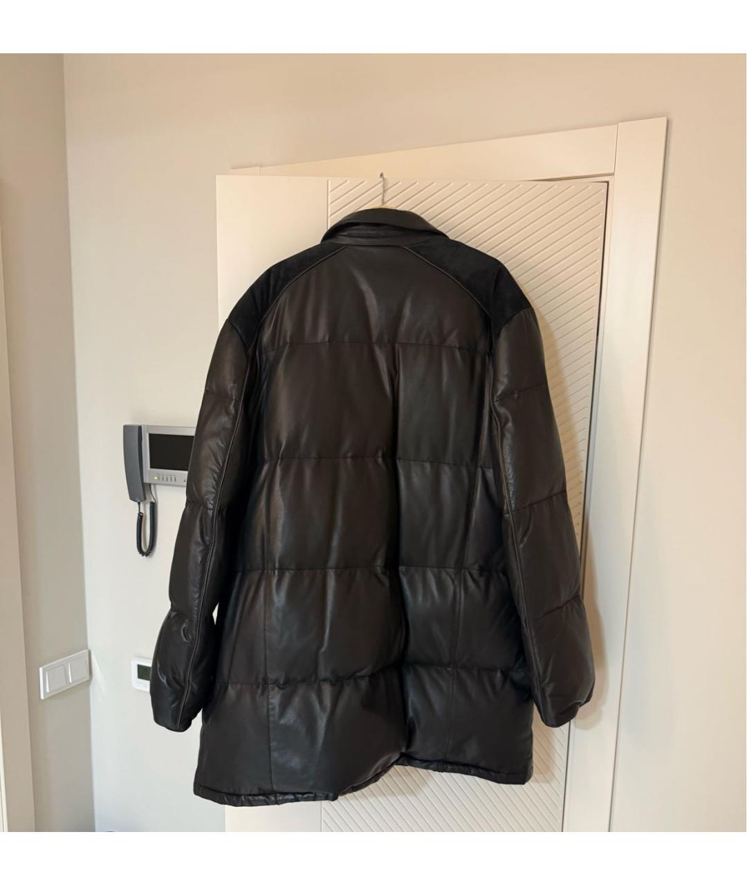 BRIONI Коричневое кожаное пальто, фото 2