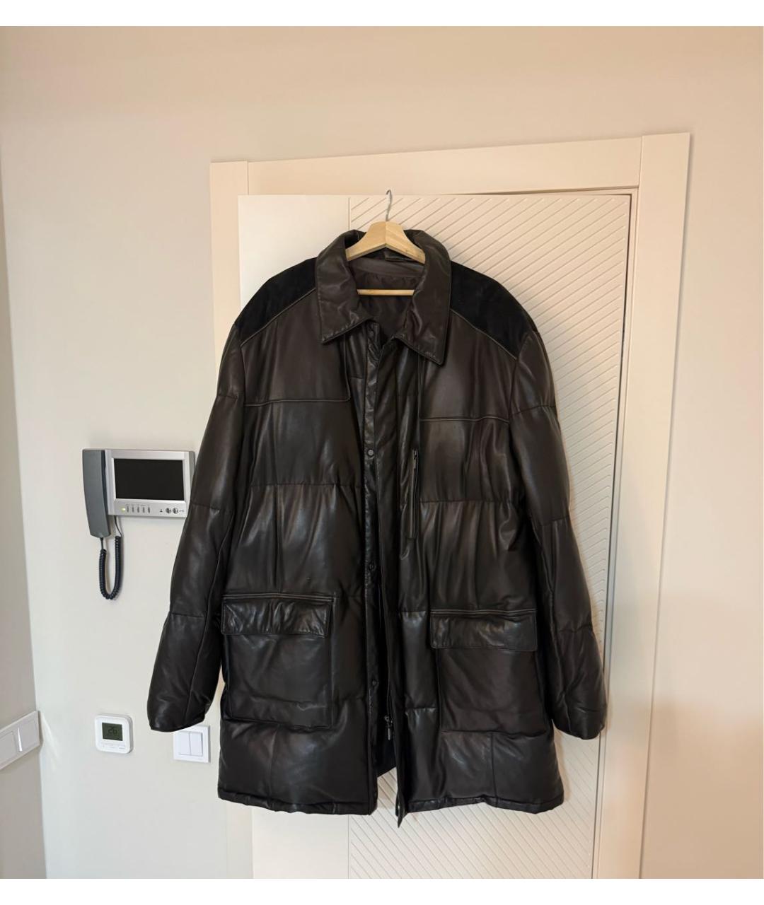 BRIONI Коричневое кожаное пальто, фото 7