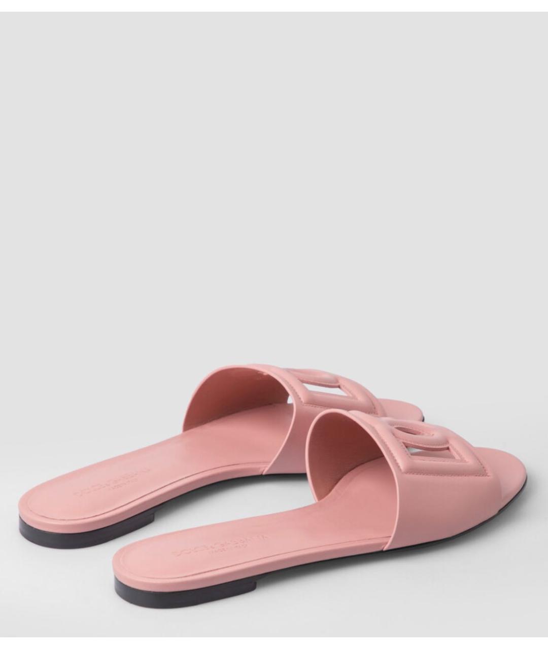 DOLCE&GABBANA Розовые кожаные шлепанцы, фото 3