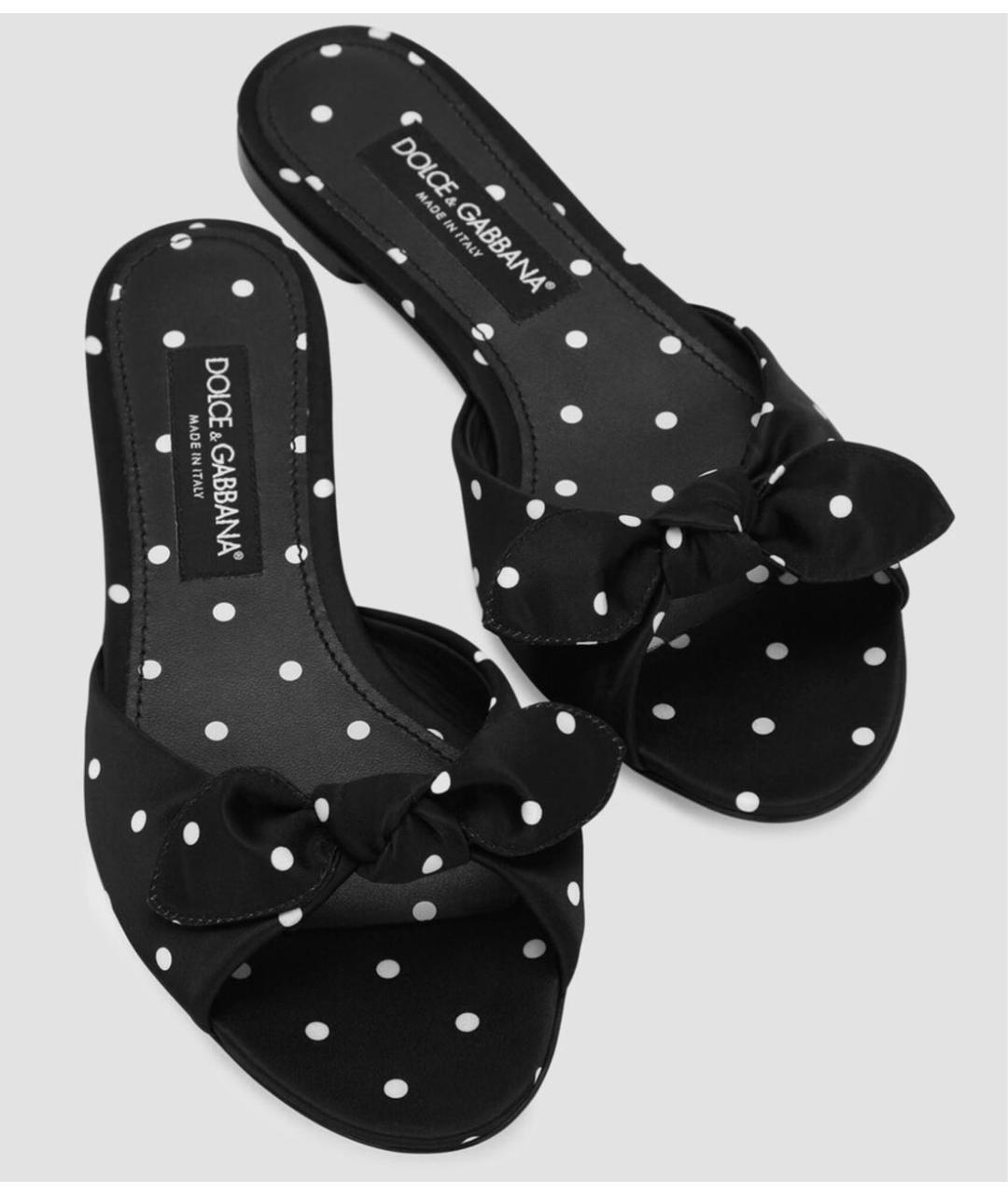 DOLCE&GABBANA Черные текстильные шлепанцы, фото 5