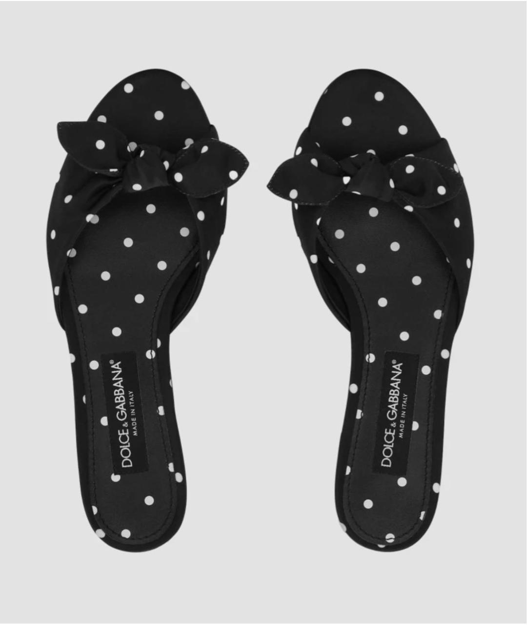 DOLCE&GABBANA Черные текстильные шлепанцы, фото 3