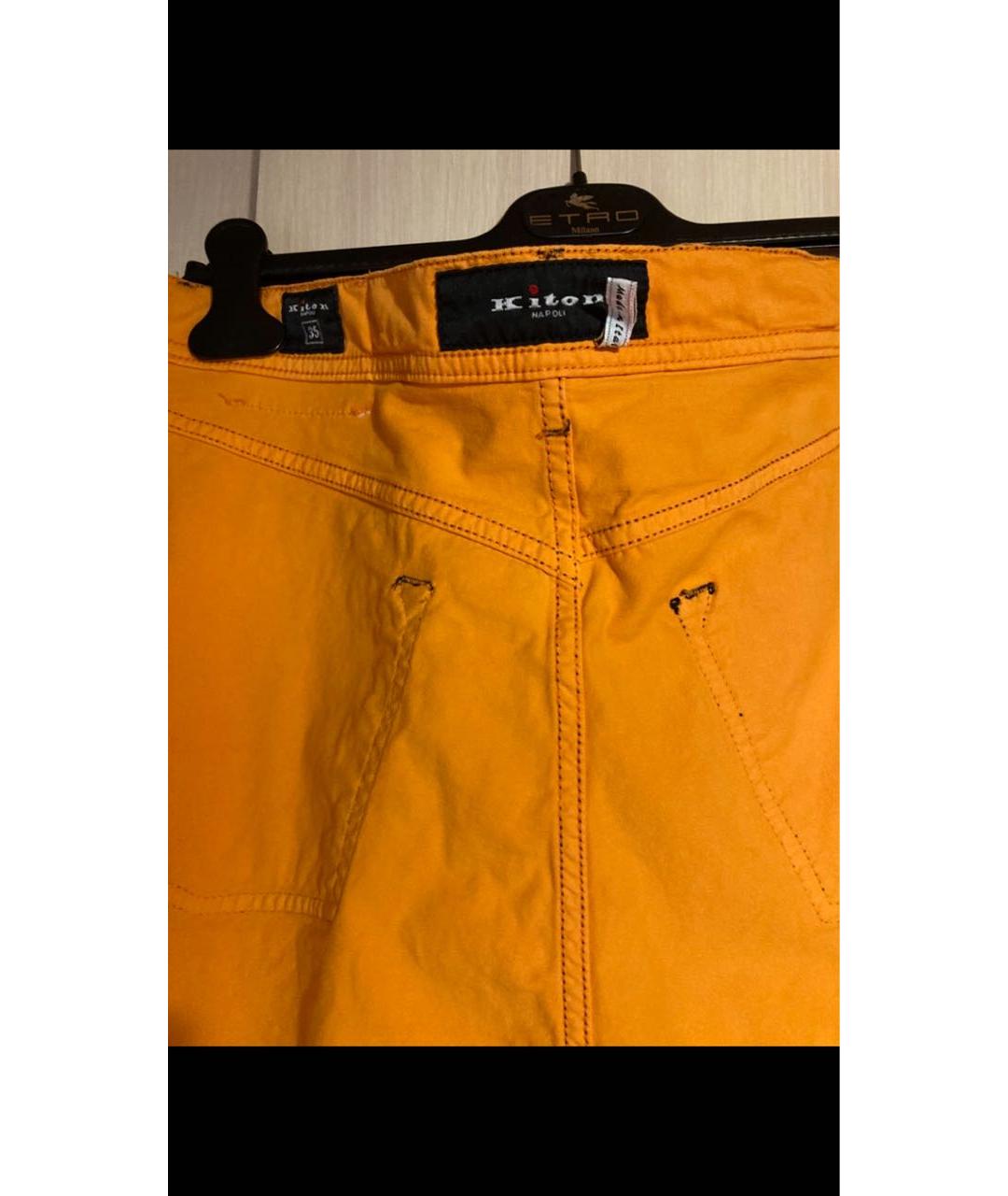 KITON Оранжевое хлопко-эластановые прямые джинсы, фото 5
