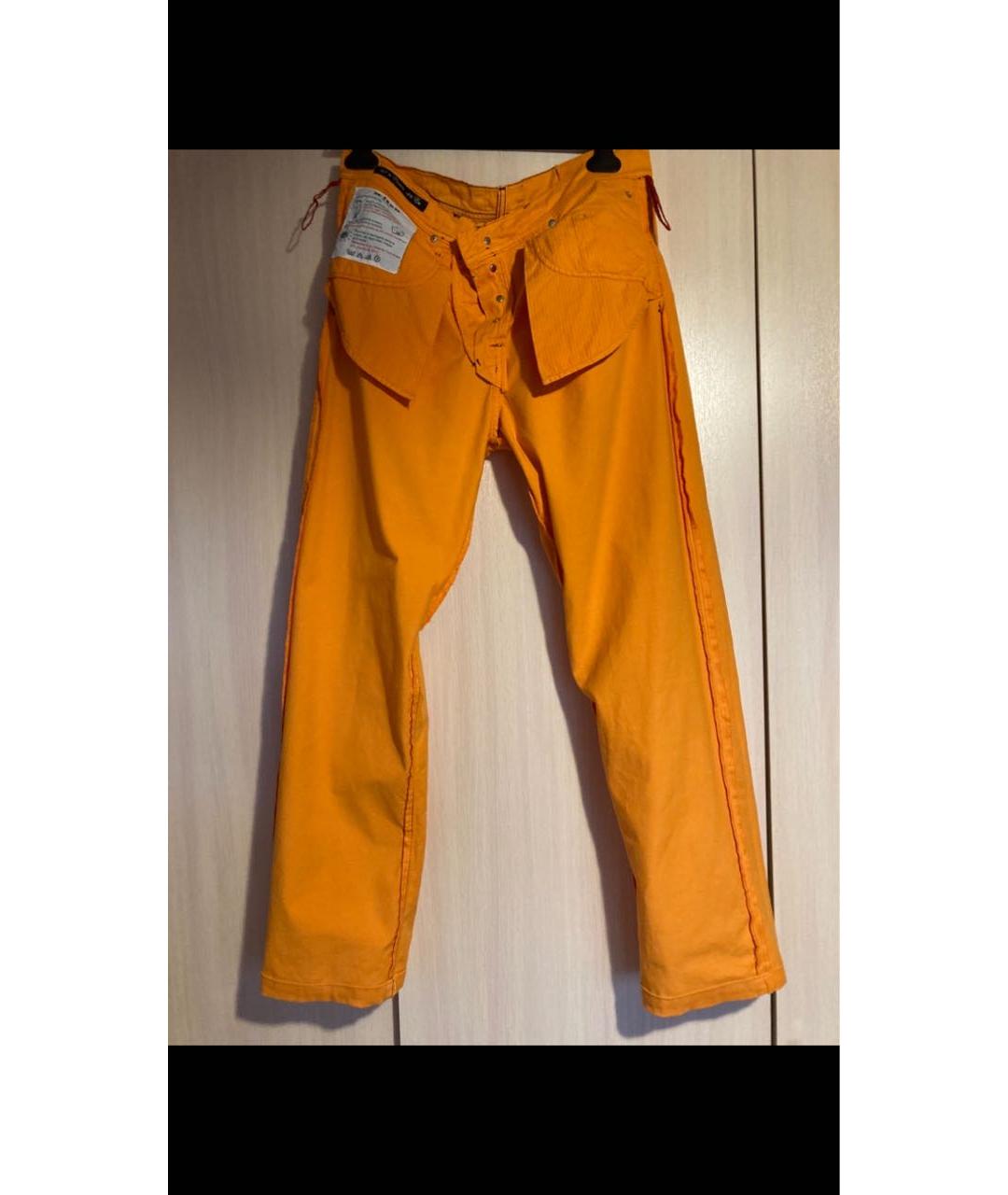 KITON Оранжевое хлопко-эластановые прямые джинсы, фото 3