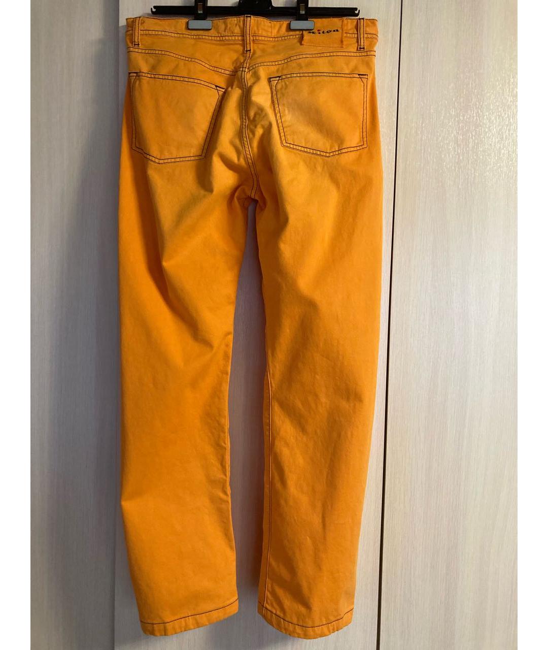 KITON Оранжевое хлопко-эластановые прямые джинсы, фото 2