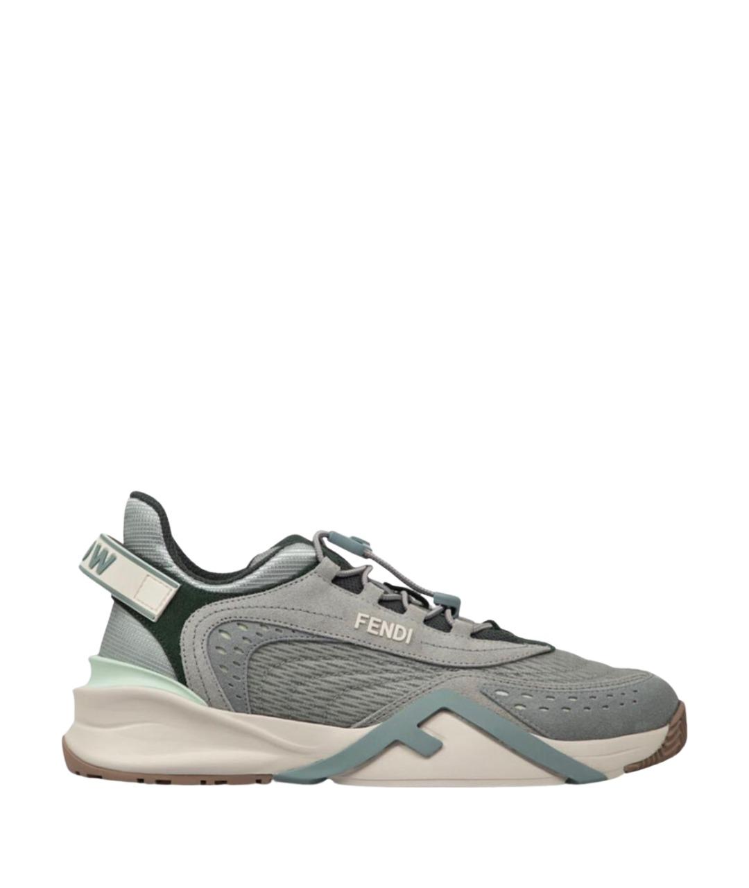 FENDI Зеленые текстильные кроссовки, фото 1
