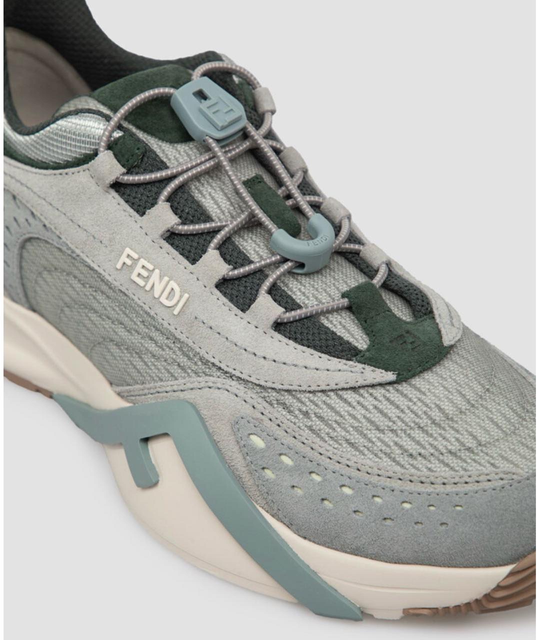 FENDI Зеленые текстильные кроссовки, фото 4