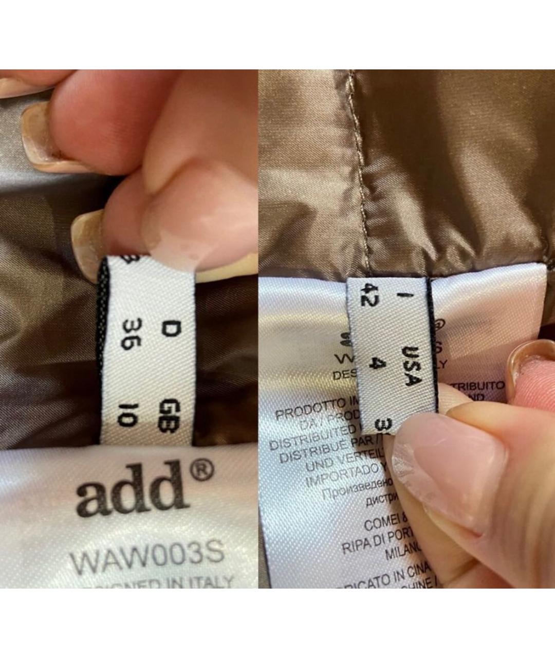 ADD Коричневый полиэстеровый пуховик, фото 7