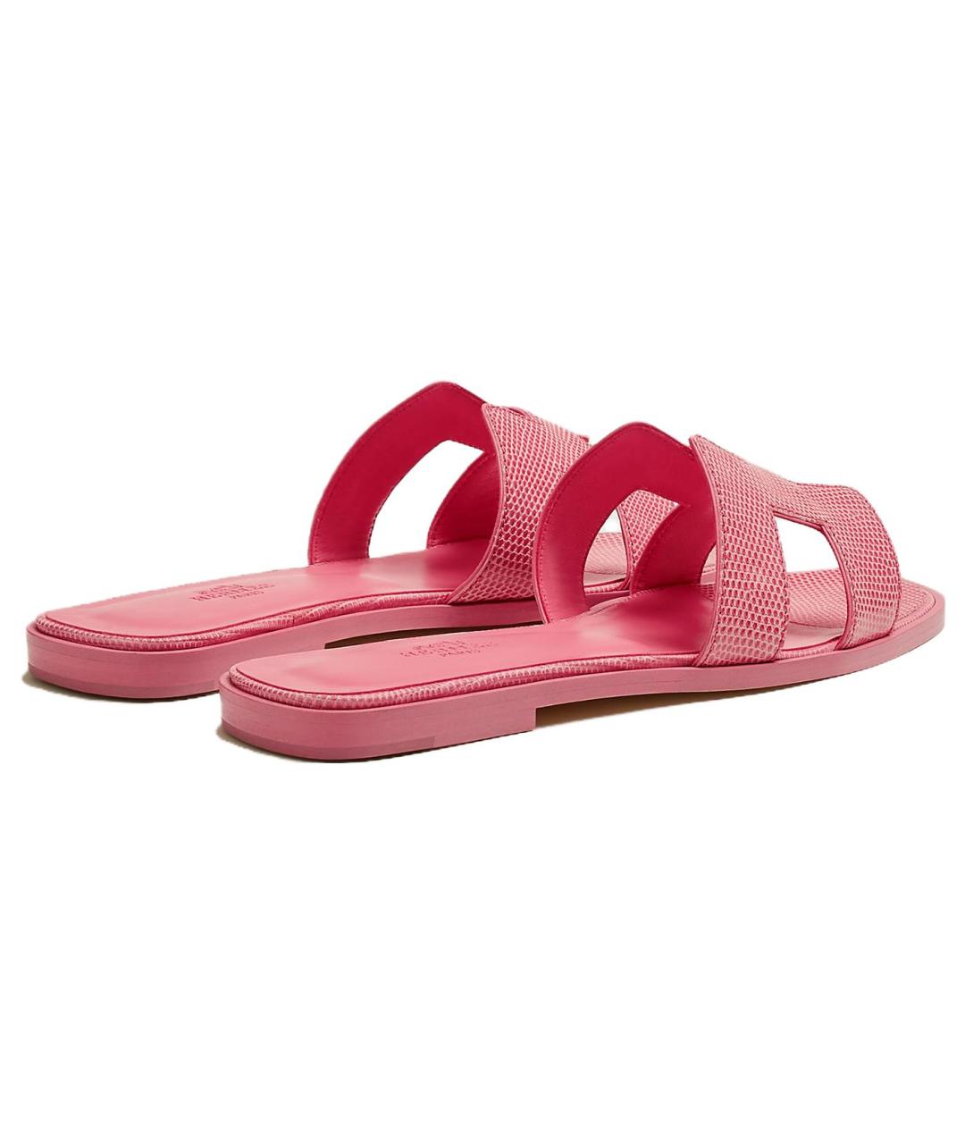 HERMES Розовые кожаные шлепанцы, фото 4