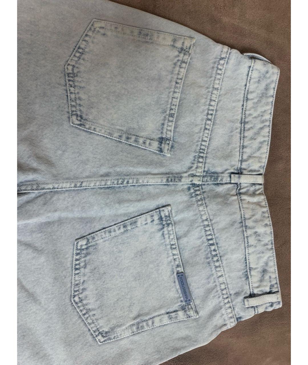 DOLCE&GABBANA Голубые хлопковые прямые джинсы, фото 3