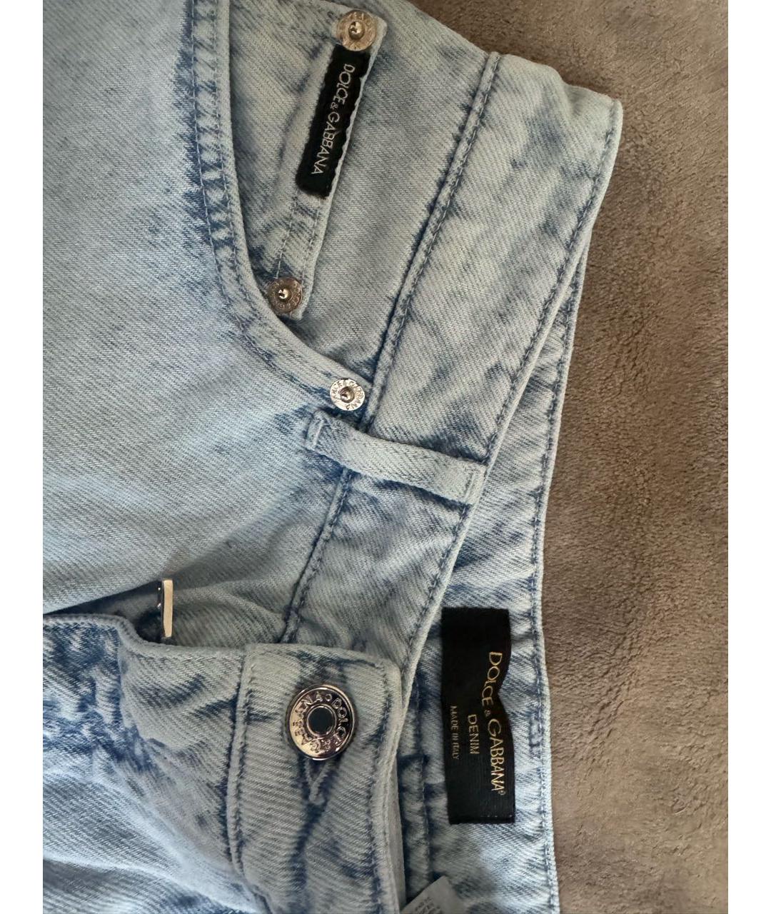 DOLCE&GABBANA Голубые хлопковые прямые джинсы, фото 2