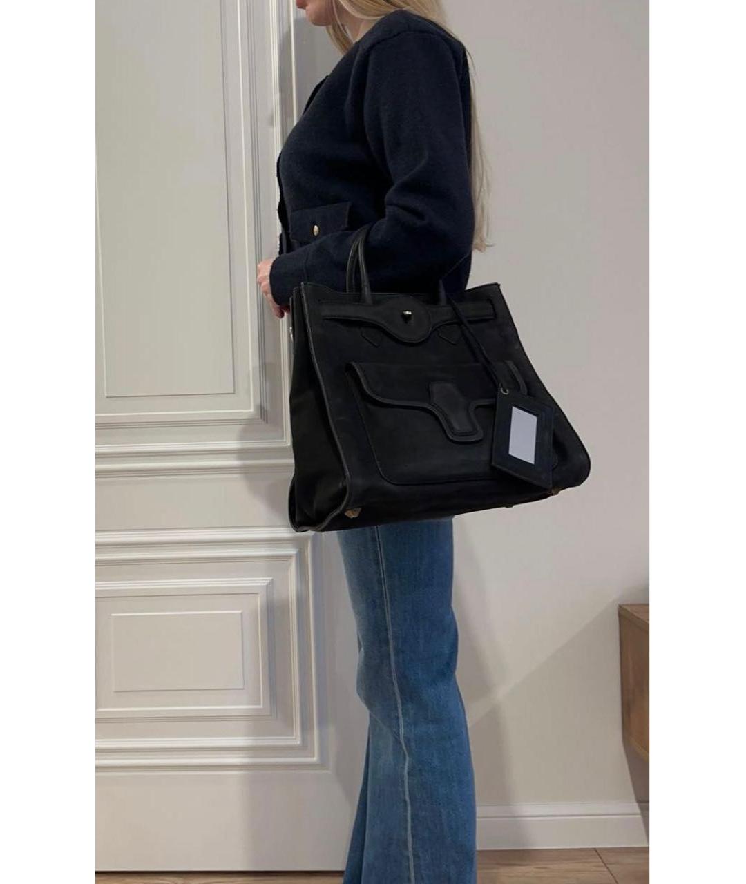 BALENCIAGA Черная замшевая сумка тоут, фото 7