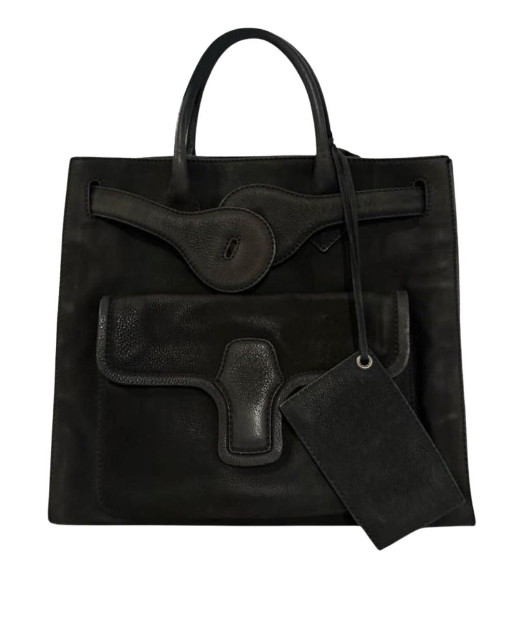 BALENCIAGA Черная замшевая сумка тоут, фото 1