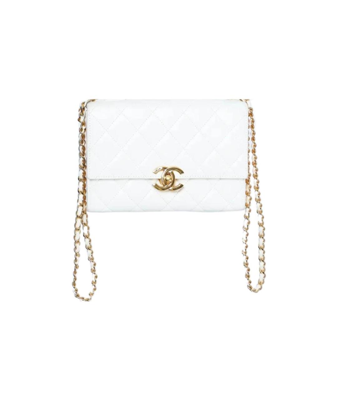 CHANEL Белая кожаная сумка через плечо, фото 6