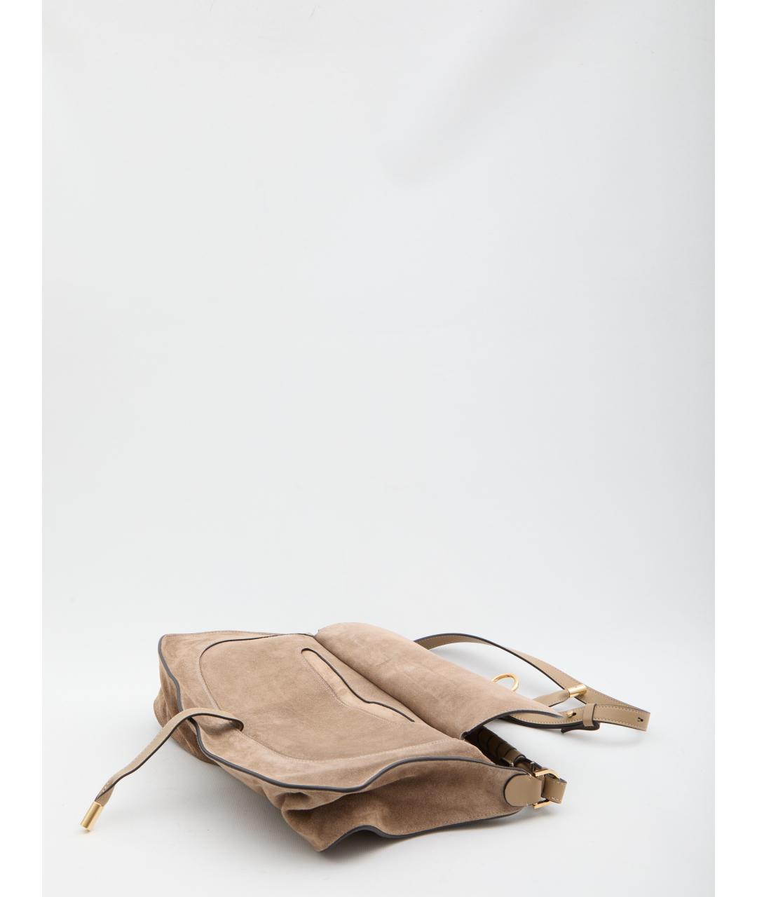 CHLOE Бежевая замшевая сумка через плечо, фото 4