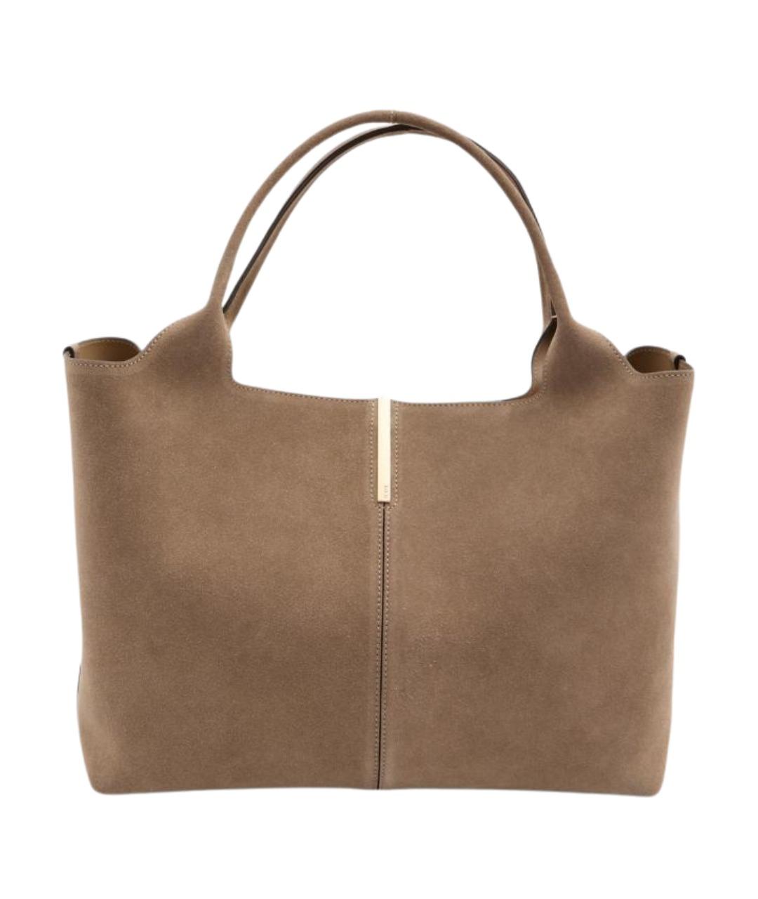 TOD'S Коричневая замшевая сумка тоут, фото 1