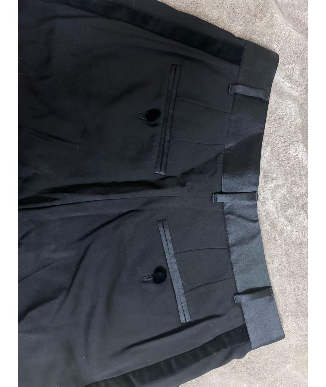 DOLCE&GABBANA Черные шерстяные прямые брюки, фото 2