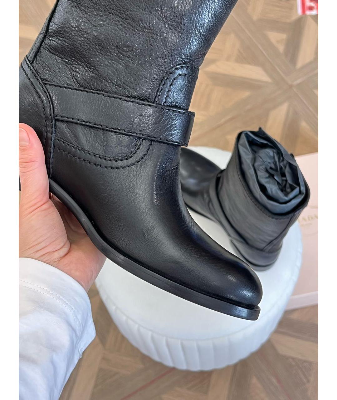 PRADA Черные кожаные полусапоги, фото 2