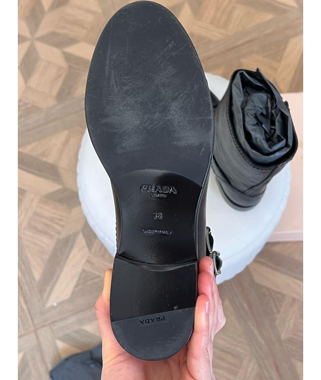 PRADA Черные кожаные полусапоги, фото 5