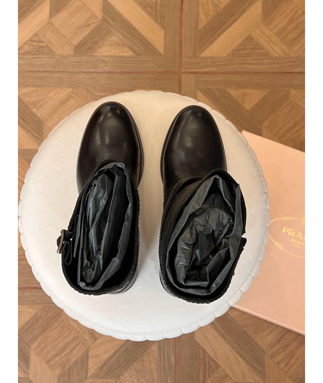 PRADA Черные кожаные полусапоги, фото 3
