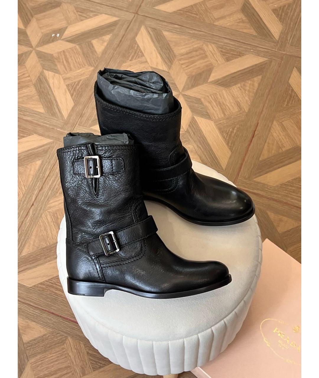 PRADA Черные кожаные полусапоги, фото 6