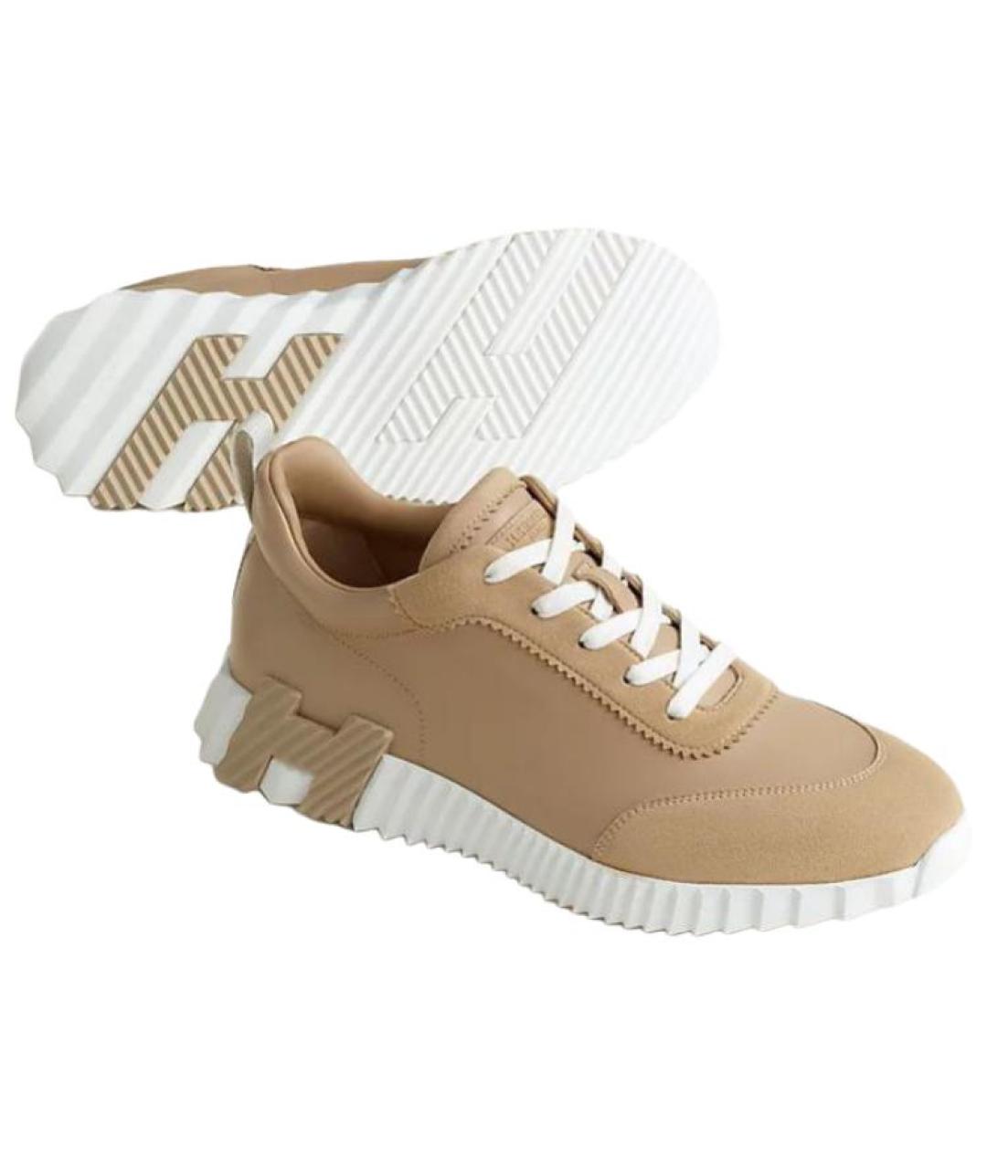 HERMES Коричневые замшевые низкие кроссовки / кеды, фото 5