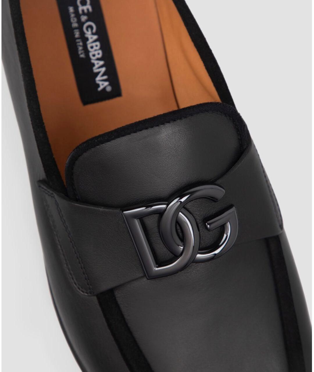 DOLCE&GABBANA Черные кожаные мокасины, фото 4