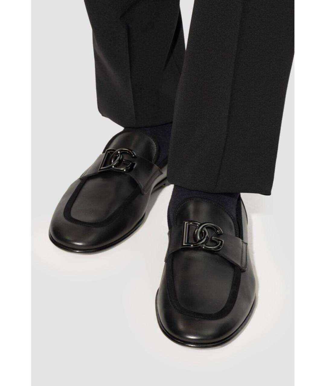 DOLCE&GABBANA Черные кожаные мокасины, фото 6