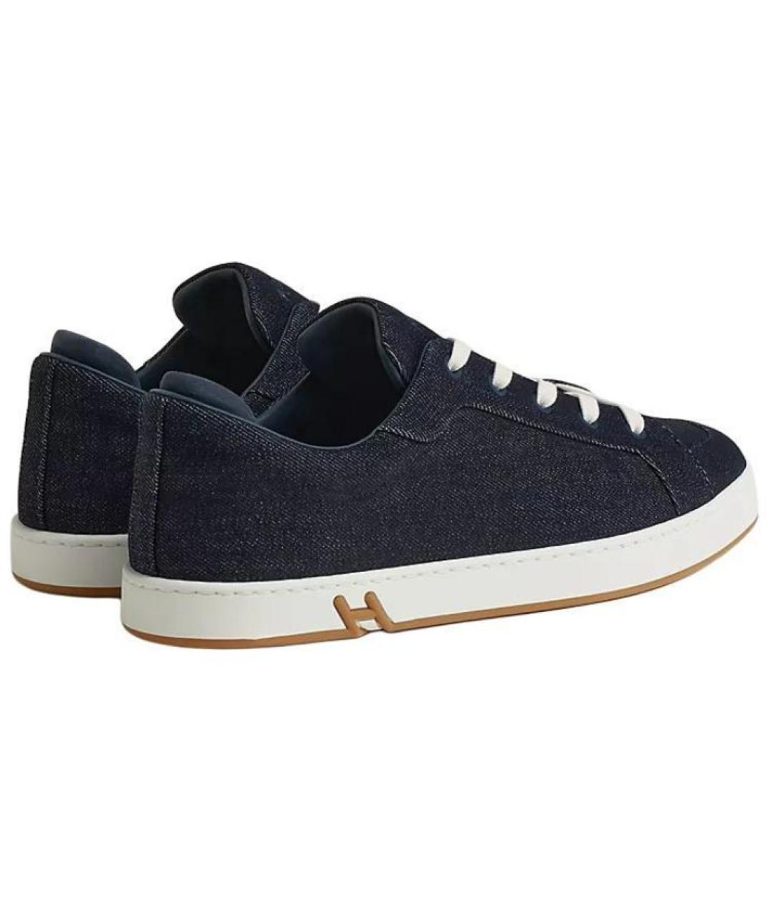 HERMES Синие текстильные низкие кроссовки / кеды, фото 3