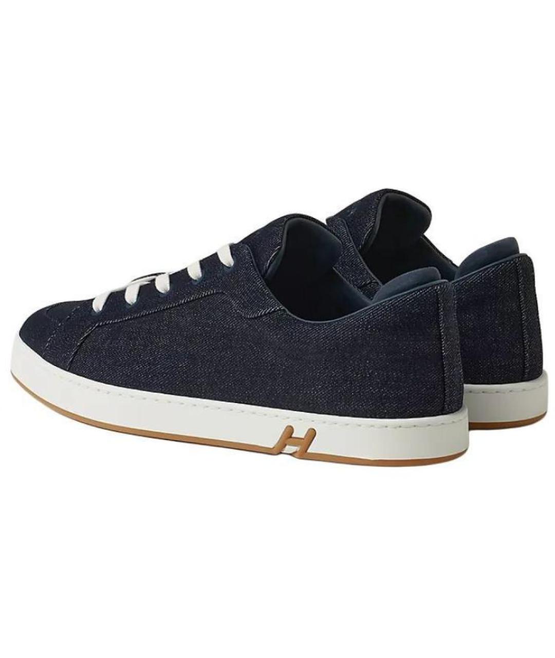 HERMES Синие текстильные низкие кроссовки / кеды, фото 4