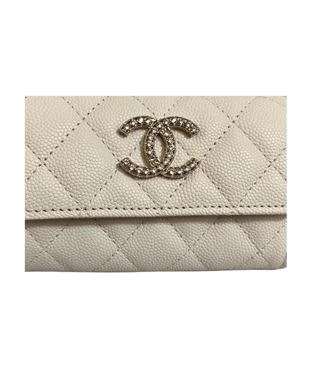 CHANEL Белый кожаный кошелек, фото 3