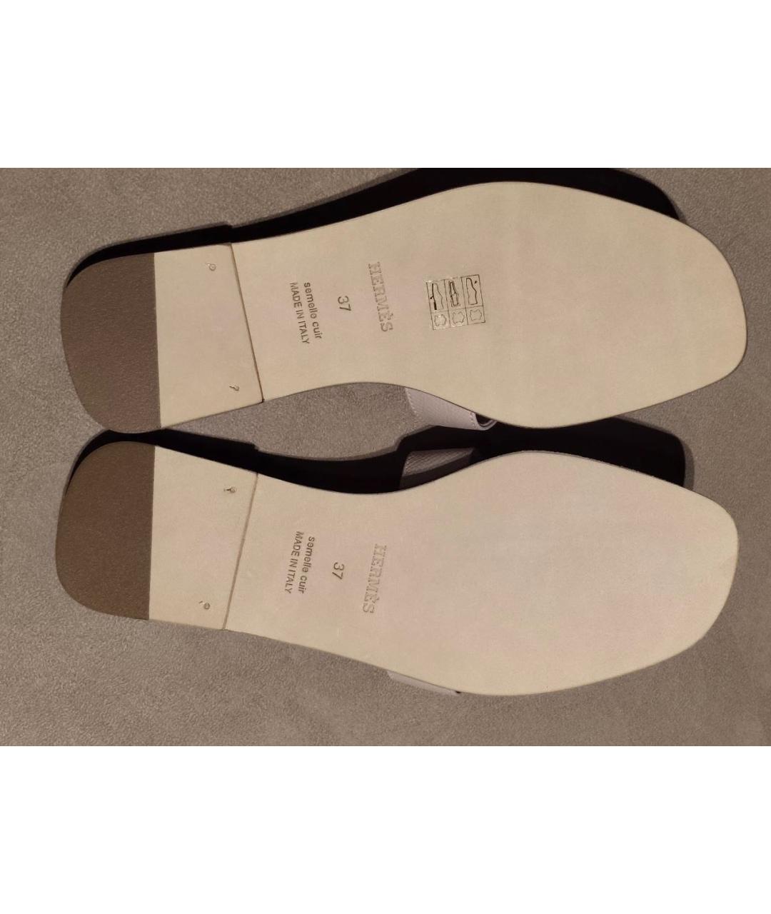 HERMES Розовые кожаные шлепанцы, фото 6