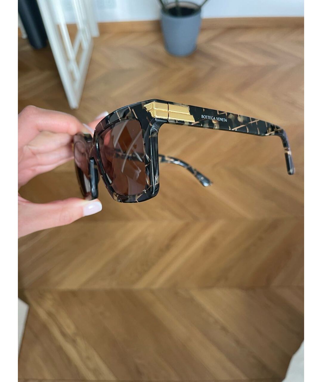 BOTTEGA VENETA Коричневые пластиковые солнцезащитные очки, фото 7