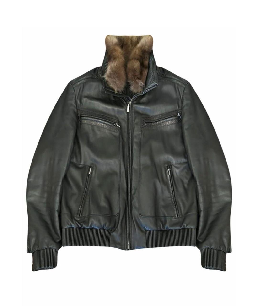 BRIONI Черная кожаная куртка, фото 1