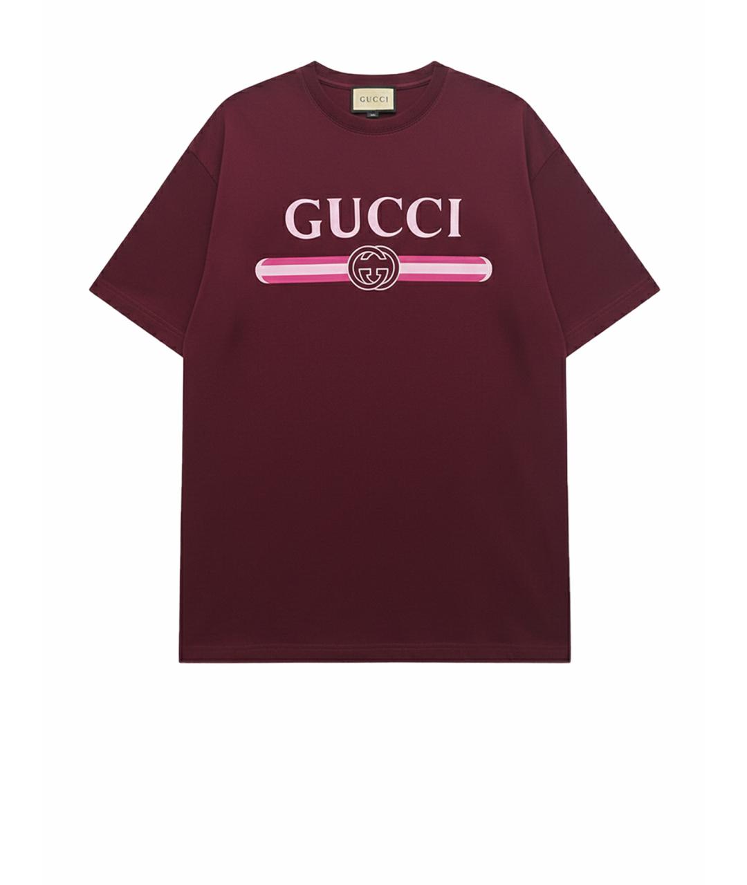 GUCCI Бордовая хлопковая футболка, фото 1