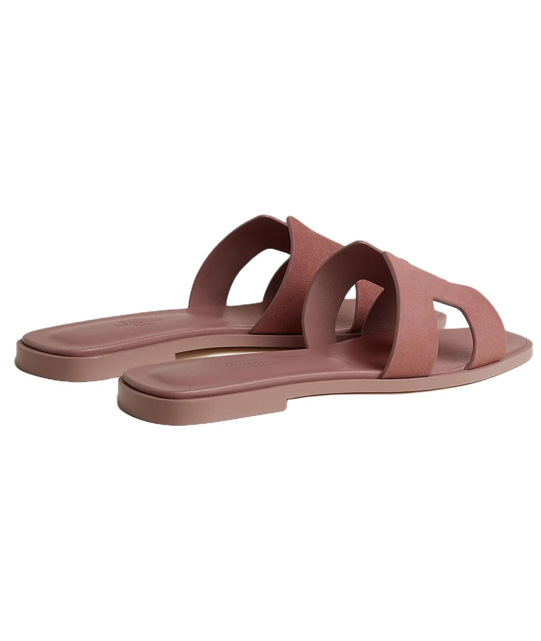 HERMES Красные замшевые шлепанцы, фото 5