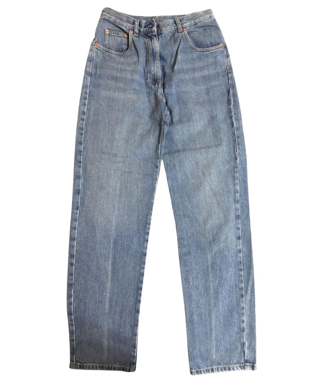 GUCCI Голубые хлопковые прямые джинсы, фото 1