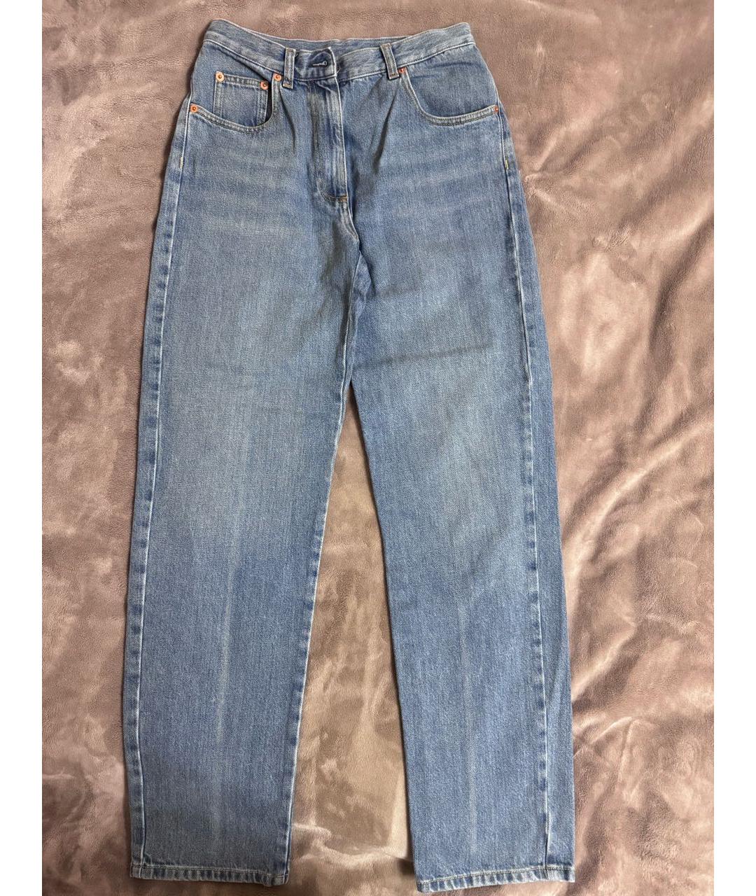 GUCCI Голубые хлопковые прямые джинсы, фото 4